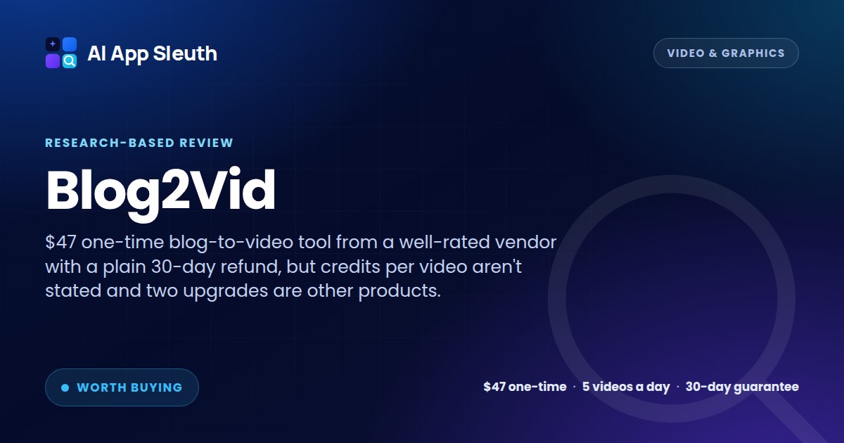 Blog2Vid review card: Worth Buying