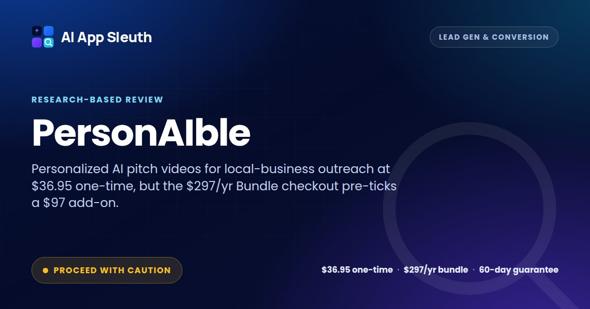 AI App Sleuth review card for PersonAIble, rated Proceed With Caution