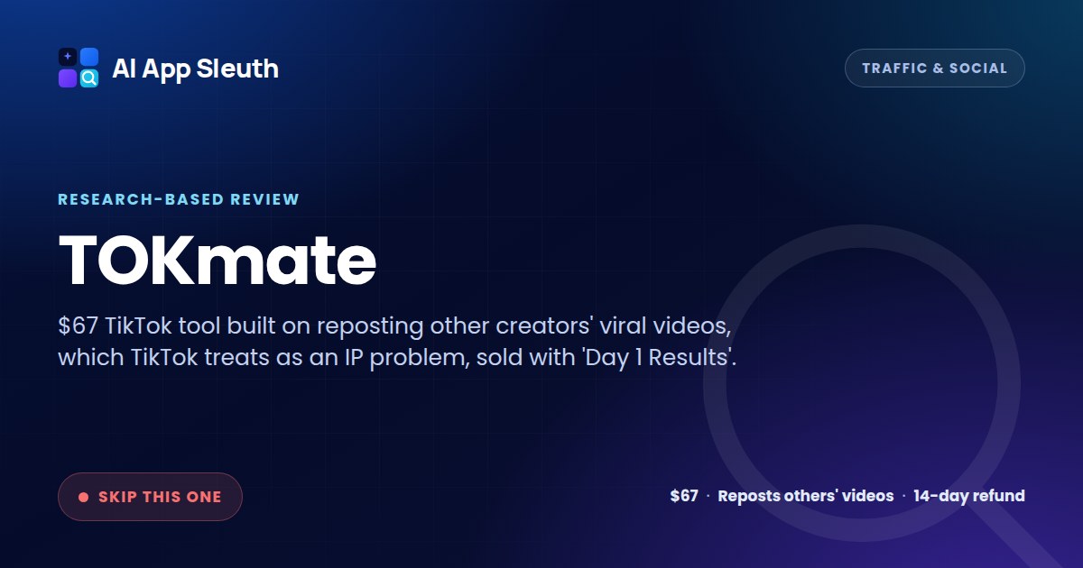TOKmate review card: Skip This One